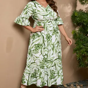Custom Slim Midi, Evening Pocket Long Split Robe Dress Plus Size Womens Print Floral Vintage Elegant Party Dresses/