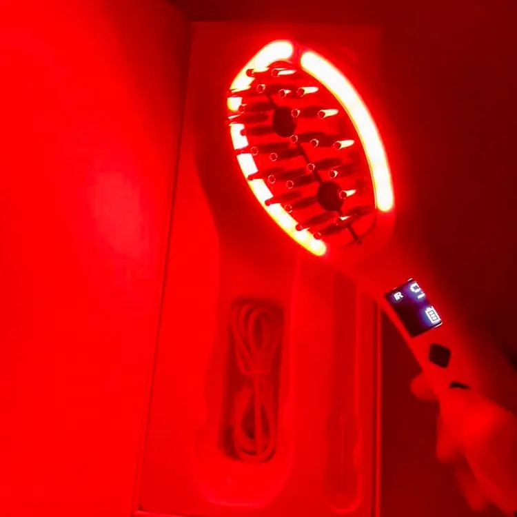 Peine eléctrico profesional para el crecimiento del cabello con láser, cepillo de masaje anticaída, terapia de luz roja USB, cepillo de pelo portátil con vibración