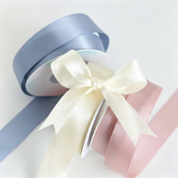 Ruban en satin de polyester écologique de 4 cm, tissu floral de luxe à la mode coréenne pour anniversaire, Saint-Valentin, Noël - Éternel