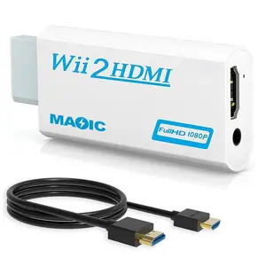  Wii to HDMI Converter 1080P with High Speed Wii HDMI Cable, Wii  HDMI Adapter with 3,5mm Audio Jack&HDMI Output Compatible with Wii, Wii U,  HDTV, Supports All Wii Display Modes 720P