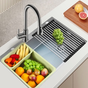 Fregadero de Cocina Moderno de un Solo Tazón, Hecho a Mano en Acero Inoxidable, Fregadero de Cocina en Cascada de Acero Inoxidable - Product Image 1
