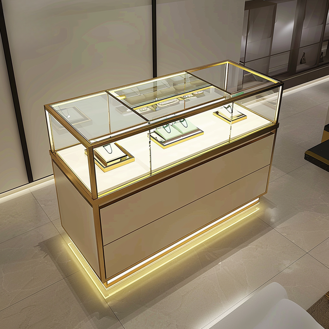 Stainless Steel Tempered Glass Metal Watch Jewelry Display Case Tower Showcase Retail Display Cabinet LED Light ISO9001/CE