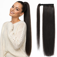 Extensions de cheveux lisses et soyeux, double épaisseur, teintes, à clipser, queue de cheval, à enrouler