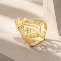 Bijoux FJ Fallon, anneaux pour femmes en filigrane avec des feuilles en spirale, plaqués or rose, base en laiton