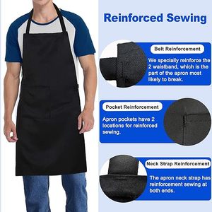 Vente en gros Tablier <span class=keywords><strong>de</strong></span> chef noir blanc avec poche pour hommes femmes Tabliers <span class=keywords><strong>de</strong></span> cuisine pour serveur <span class=keywords><strong>serveuse</strong></span> barbier - Product Image 6