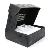Caja de Cartón Corrugado Negra Impresa Personalizada, Caja de Embalaje Plegable Premium para Ropa con Logotipo Estampado en Caliente