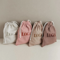 Promotion stockage Logo personnalisé imprimé cadeau lin bijoux chaussure bio toile tissu coton petit cordon pochette à poussière sac