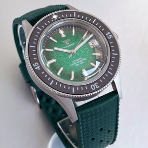 Orologio Meccanico da Uomo Stile 50-FATHOMS con Quadrante Verde a Motivo Tazza di Tè, Vetro Zaffiro Bombato, Movimento NH35A, Cassa Sabbiata, Resistenza 10ATM - Product Image 2