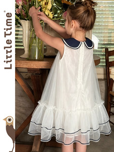 <span class=keywords><strong>Robe</strong></span> de princesse <span class=keywords><strong>chic</strong></span> <span class=keywords><strong>pour</strong></span> filles Littletime, style preppy, col marin, imprimé, sans manches, jupe en tulle, été - Product Image 5