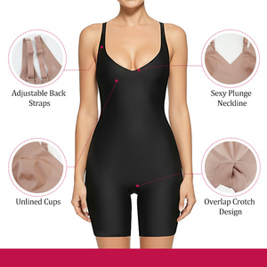 Faja Moldeadora <span class=keywords><strong>de</strong></span> Nylon <span class=keywords><strong>de</strong></span> Compresión Fuerte al por Mayor, Body Reductor <span class=keywords><strong>de</strong></span> Piernas con Abertura sin Costuras, Moldeador <span class=keywords><strong>de</strong></span> Cuerpo Completo con Cuello en V Sexy para <span class=keywords><strong>Mujer</strong></span> - Product Image 6