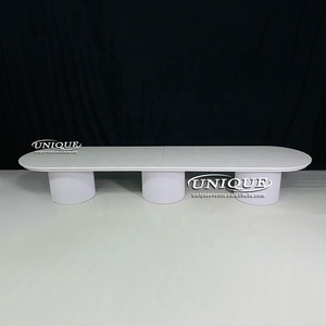 2025 nouvelle <span class=keywords><strong>table</strong></span> à manger en métal blanc moderne forme ovale meubles de banquet de mariage pour <span class=keywords><strong>16</strong></span> <span class=keywords><strong>personnes</strong></span> salon utilisation extérieure pour les hôtels - Product Image 2