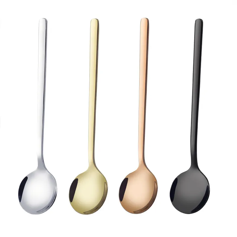 New-style salad coffee dessert spoon 304 stainless steel dinner spoon long handle korean soup spoon