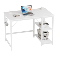 Bureau d'ordinateur blanc 40 pouces avec étagères Bureau à domicile robuste avec grand espace de rangement Table pour ordinateur portable d'écriture d'étude de jeu
