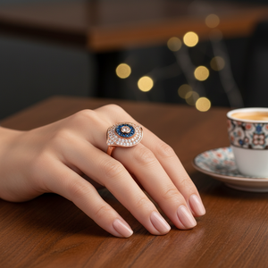 New Trend Eye Design Ring Zircon Stone Turkish Wholesale Handcrafted 925 Sterling Silver Jewelry - Product Image 3