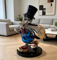 Statue de canard en résine artistique peinte à la main de luxe avec sac à monnaie, décoration moderne pour la maison, le bureau et le hall d'hôtel