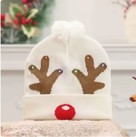 Cappello Natalizio in Maglia Acrilica con Luci LED, Cappello di Babbo Natale Luminoso per Adulti e Bambini