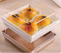 Boîte à pâtisserie carrée avec couvercle en PET, assiettes en papier jetables de qualité alimentaire pour le riz, les collations, les salades, les contenants à emporter, emballages alimentaires