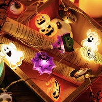 Guirlandes lumineuses décoratives d'Halloween, lumières LED colorées, lumières clignotantes, lumières d'ambiance, arrangement de bandes lumineuses USB en forme de citrouille