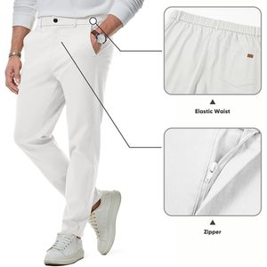 JMIERR-Pantalones informales de pana para hombre, pantalón chino antiarrugas 100% de algodón, decoración de rayas laterales, estilo plisado XL, formal, recto - Product Image 3