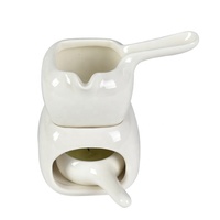 Juego de Calentador de Sake de Cerámica Blanca Brillante, Olla Moderna de Porcelana para Derretir Chocolate con Base de Calentamiento a Vela, Venta al por Mayor