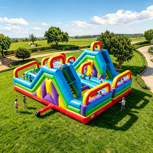 Parcours d'obstacles gonflable avec château et toboggan, taille personnalisée, pour événements sportifs pour enfants, location et vente - Product Image 5