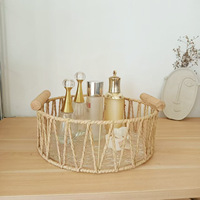 Panier de rangement moderne en corde de papier tressée à la main, écologique, léger, de luxe, pour fruits, pain, collations et cosmétiques, avec poignées