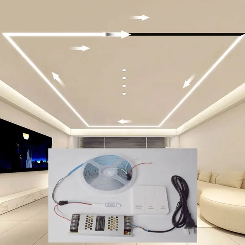 Flow Water Chasing Linear Light Remote Control 24V Running Water Flowing LED Strip Light for Home House Room Indoor Decor