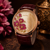 Handgefertigte 0,04mm Gold-Draht Cloisonné-Emaille Uhr mit individuellem Wellen-, Tier- und Länderkarten-Motiv Luxus-Damenuhr ODM