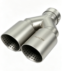 Embout d'échappement AsiaLink en acier inoxydable 304, double sortie, neuf, silencieux double - Product Image 3
