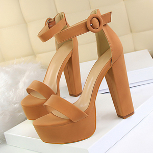 Sandales d'été pour femmes à bout ouvert, talons épais, design confortable pour une longue tenue debout, grandes tailles - Product Image 6
