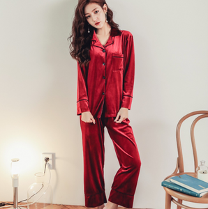 Offre Spéciale velours femmes pyjamas manches longues pantalons Homewear col en V grande taille ensemble de pyjamas - Product Image 3