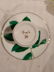 Service de table en céramique à bord doré, vente en gros d'usine, assiettes à dîner vertes pour mariage, événement, restaurant - Product Image 6