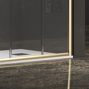 KE-6000G Kamalu moderna cabina doccia a doppia porta scorrevole 80x180 dimensioni Color oro opaco bagno in vetro inox senza cornice in ottone - Product Image 4