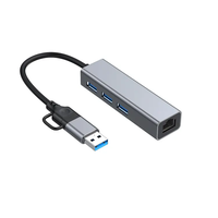 USB 3.0 USB C ke RJ45 Gigabit Ethernet Adapter 10/100/1000Mbps Multi Port USB Hub Adaptor Jaringan LAN Berkabel untuk Laptop PC