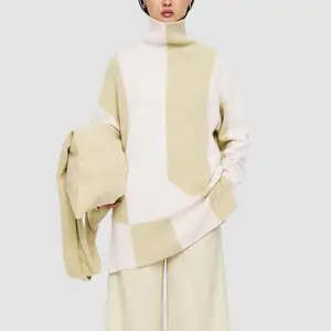 <span class=keywords><strong>Jersey</strong></span> de <span class=keywords><strong>cuello</strong></span> <span class=keywords><strong>alto</strong></span> de punto con hombros descubiertos de Cachemira pura de alta calidad para prendas de punto superiores de <span class=keywords><strong>mujer</strong></span> - Product Image 1