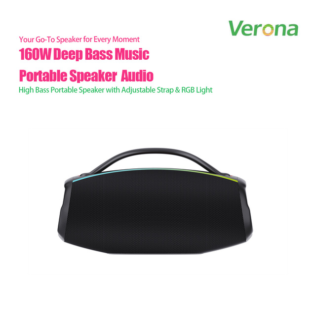 Wireless for Speaker Colorful LED Light Portable Waterproof IPX6 Handle Deep Bass 160W Output 20+ Hours Playtime for Home