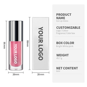 Brillo Labial Refrescante Ice-Iron, 6 Colores, Aleación de Zinc, Cabezal Jumbo, Brillo Labial Brillante, Venta al por Mayor, Marca Privada, Logotipo Personalizado, OEM, <span class=keywords><strong>Tinte</strong></span> Labial - Product Image 6