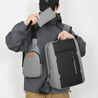 Modis 3-in-1 Set ransel perjalanan ransel sekolah tahan air dengan Port USB dan tas pena untuk siswa
