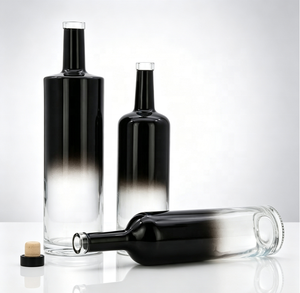 Botella de Vidrio Decorativa de Primera Calidad con Recubrimiento Negro para <span class=keywords><strong>Pisco</strong></span>, Ron o Licores, con Tapón de Corcho - Product Image 5