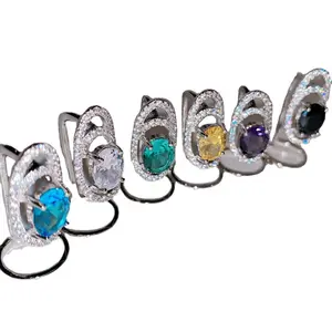 T1009 Модный Блестящий Циркон роскошный набор драгоценных камней кольцо для ногтей с бриллиантовым украшением Регулируемый Женский