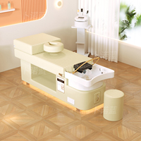 Lit de massage pour shampooing avec circulation d'eau et vapeur, style thaïlandais, en cuir synthétique et céramique, pour salon de beauté moderne