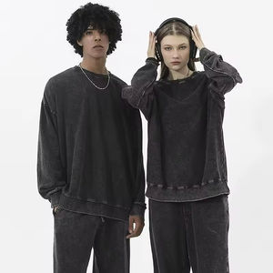 Sweat-shirt oversize rétro délavé effet vieilli anti-boulochage 360g Polyester/Coton Col vieilli Épaules larges tombantes - Product Image 2