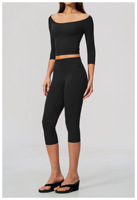 Setelan Yoga Slim Waist Cinched Lengan Lima Perempat High Waist Pengangkat Bokong Pengontrol Perut untuk Olahraga Yoga