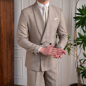 Abito doppio petto di lusso italiano di alta qualità per banchetti alla moda tinta unita doppio petto abito formale Slim Fit da <span class=keywords><strong>uomo</strong></span> - Product Image 1