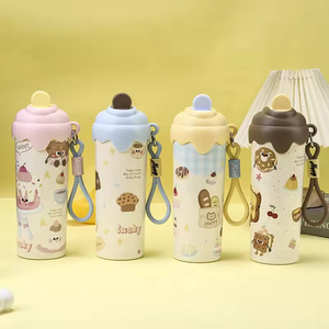 Cartoon Adorable Stainless Steel Ladies Water Cup Handheld Cup Student Water <b>Bottle</b> <b>Straw</b> Children's Cup 600ML - Product Image 4