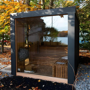 Cottage de jardin extérieur moderne avec sauna panoramique en cèdre rouge 6kw Chauffage électrique infrarouge Capacité de vapeur humide pour 4 <span class=keywords><strong>personnes</strong></span> - Product Image 5
