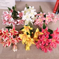 QiHao 3D-Film Real Touch Seiden blume Weiß Rosa Gelb Künstliche Lilien blume für Home Wedding Decoration