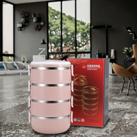 Boîte à lunch en acier inoxydable 304 isolée à trois couches de grande capacité de style moderne avec couvercle en PP Design rond