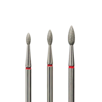 Manucure russe rouge Fine petite flamme diamant foret à ongles cuticule acier inoxydable foret à ongles goutte