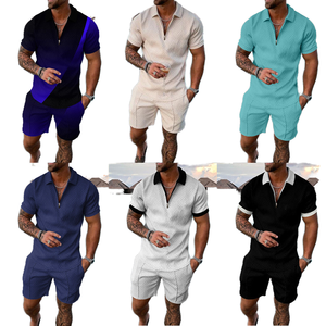 Ensemble de sport d'été personnalisé pour homme 2025 – Polos et shorts décontractés à manches courtes avec fermeture éclair en tissu satiné respirant - Product Image 4